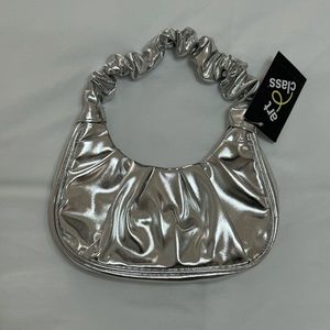 Silver Metallic Hobo Handbag